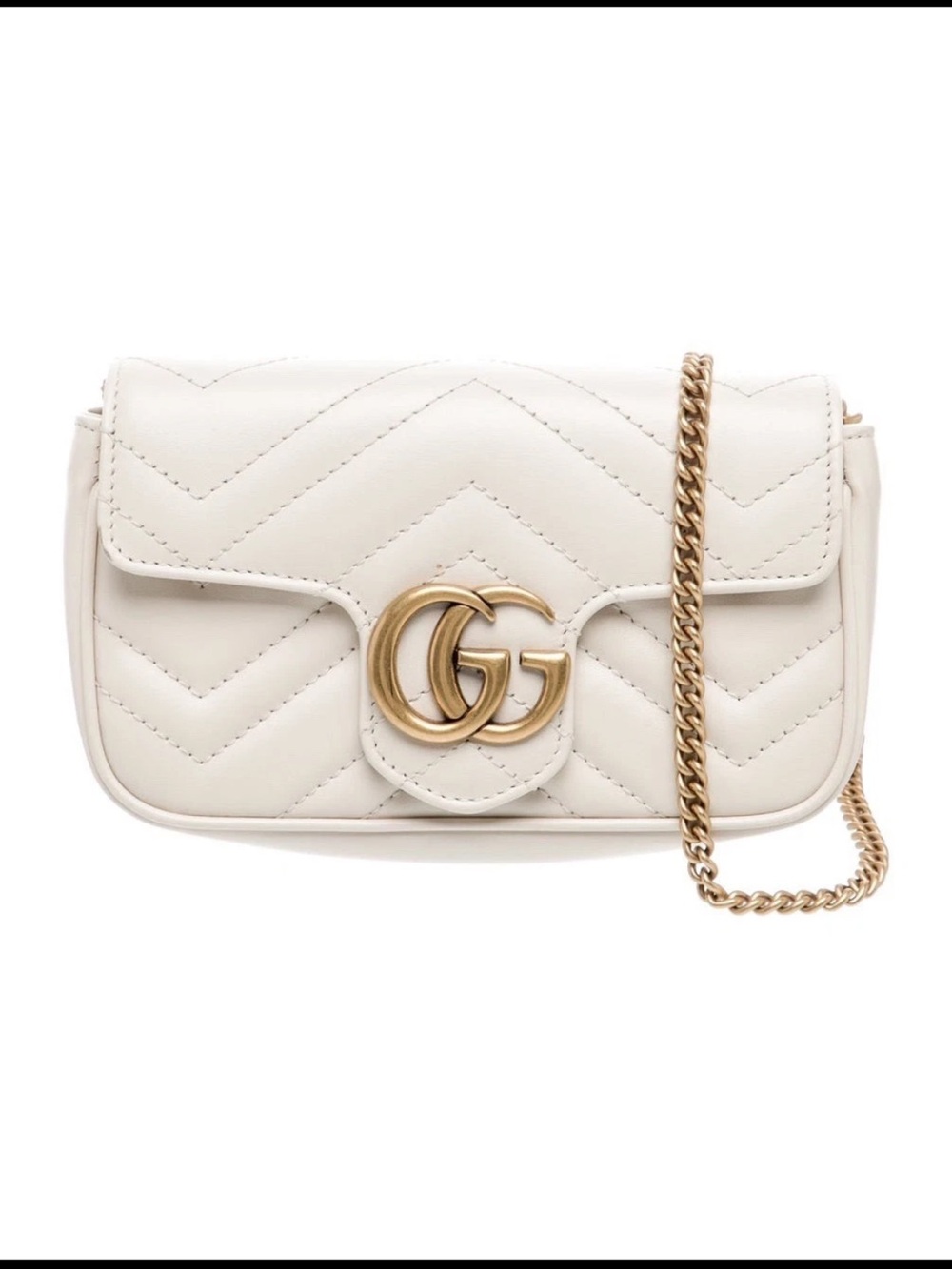 Gucci GG Marmont Matelasse Crossbody Mini White Leather